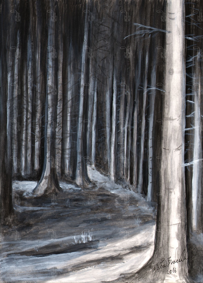 Path through the tall pines - Acrylic 246mm x 180mm